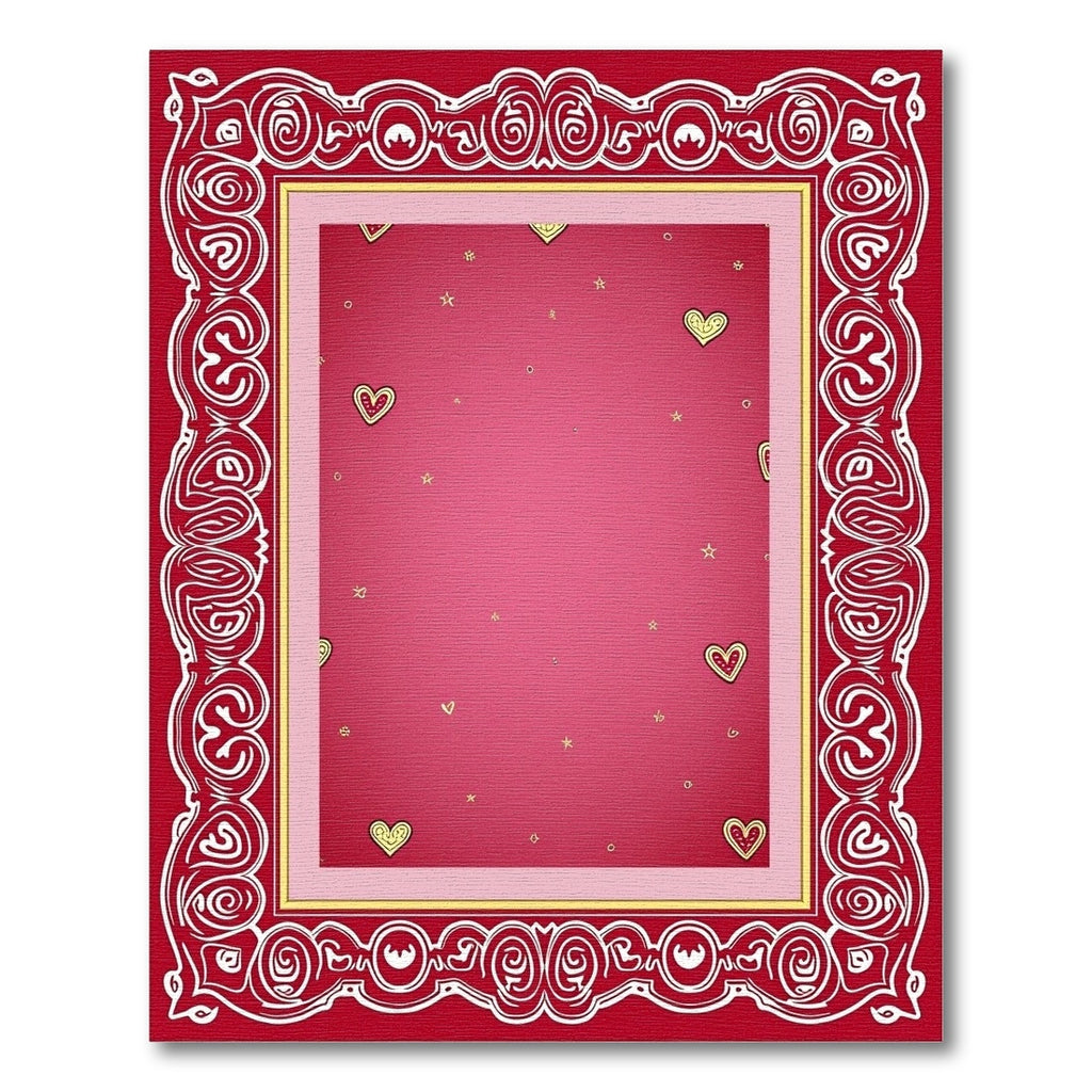 Red Cream Hearts With Gold Stars Rug
