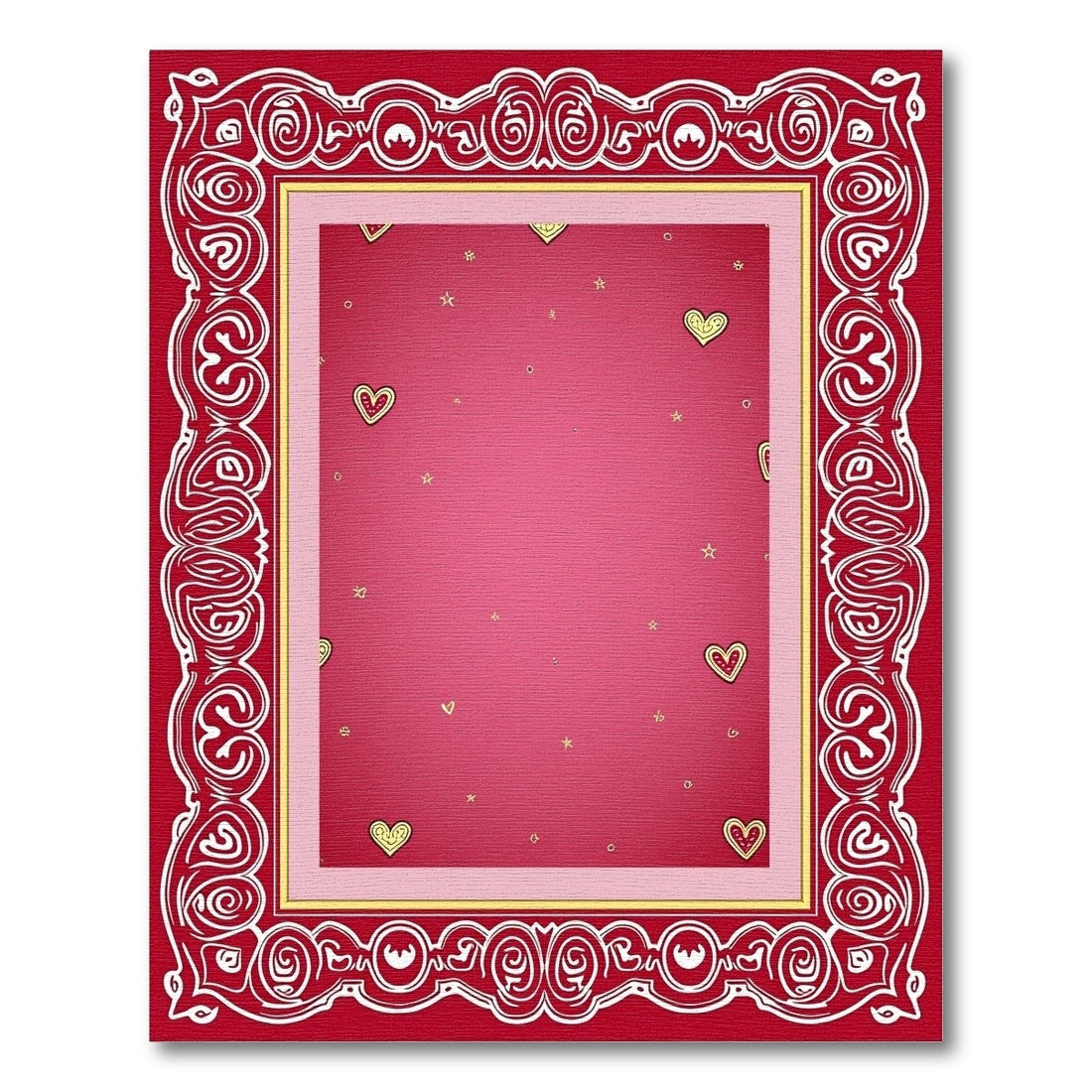 Red Cream Hearts With Gold Stars Rug