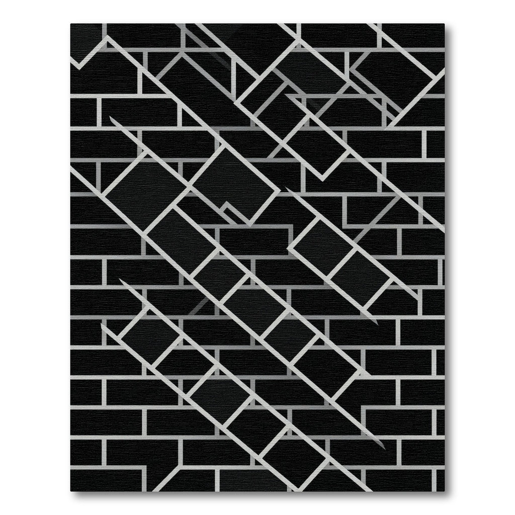 Black White Geometric Overlap Rectangles Rug