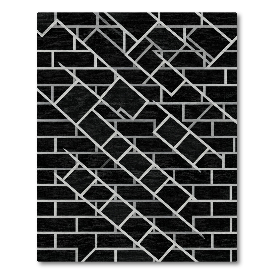 Black White Geometric Overlap Rectangles Rug