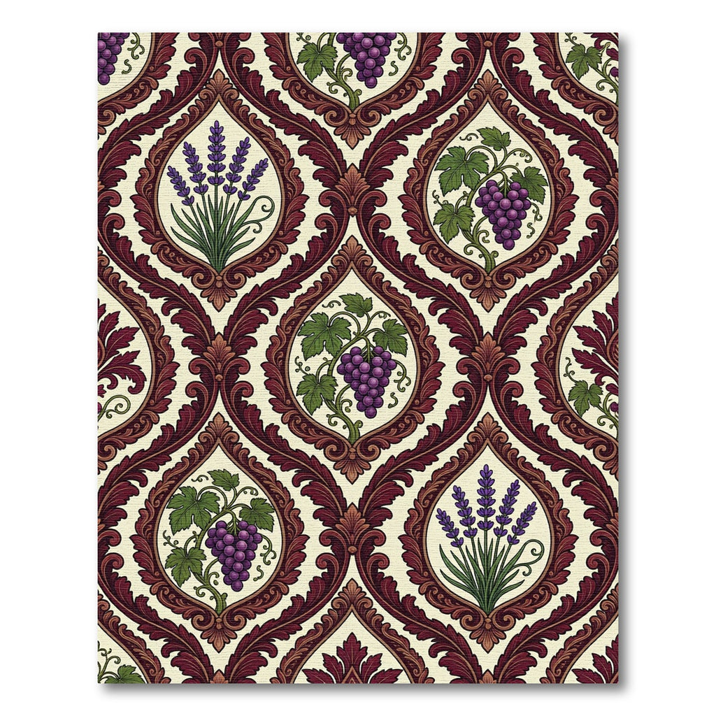 Grapes Lavender Ornate Damask Accent Rug
