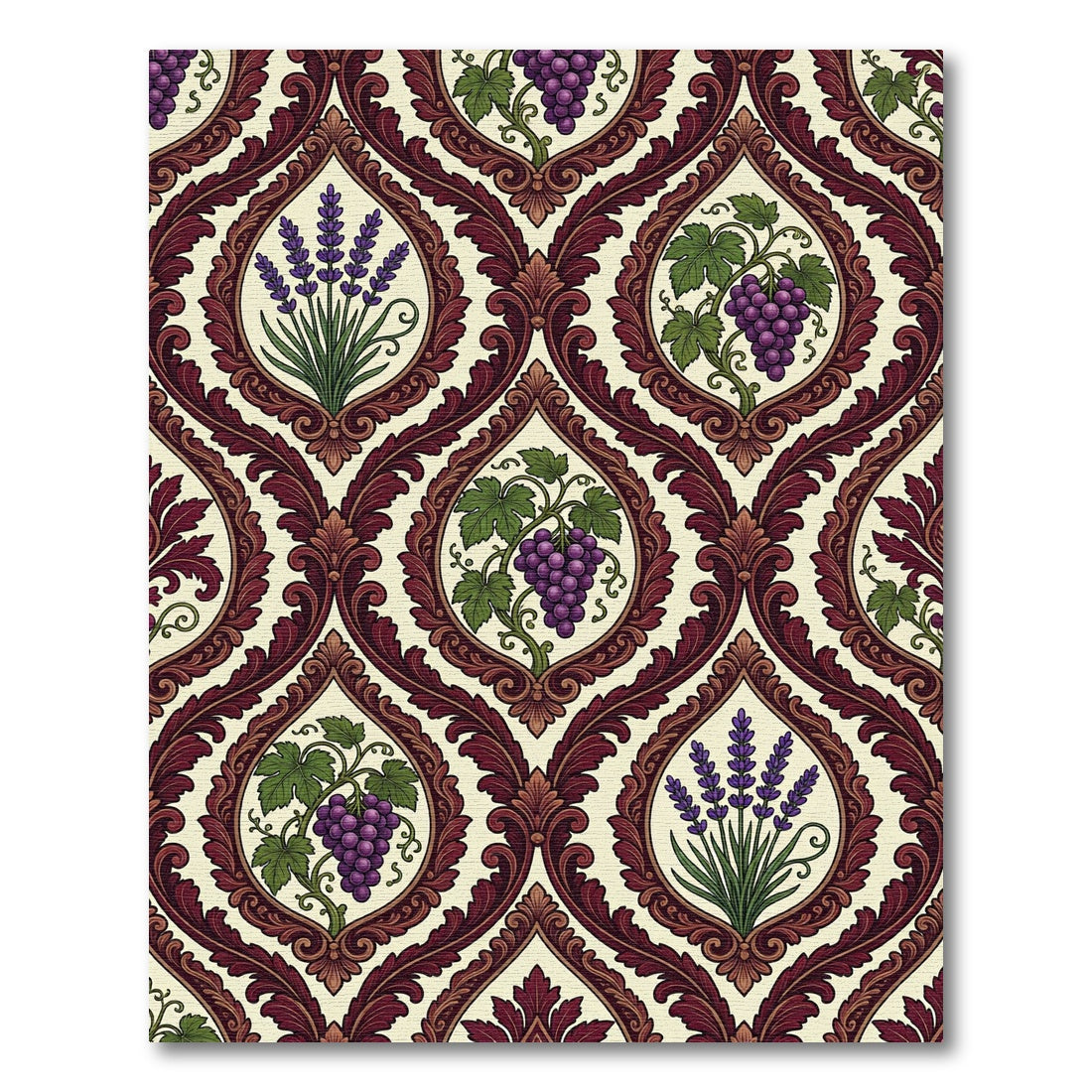 Grapes Lavender Ornate Damask Accent Rug