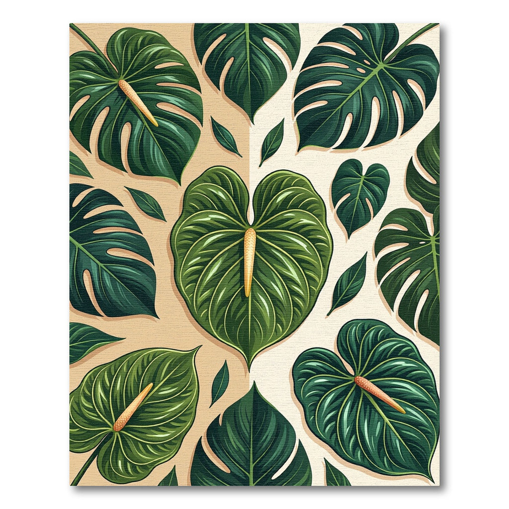 Lush Verdant Tropical Botanical Foliage Rug