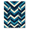 Modern Navy and Azure Chevron Geometric Rug