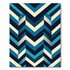 Modern Navy and Azure Chevron Geometric Rug