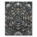 Elegant Gray Lotus Floral Medallion Rug