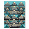 Geometric Aztec Teal Staircase Pyramid Rug