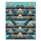 Geometric Aztec Teal Staircase Pyramid Rug