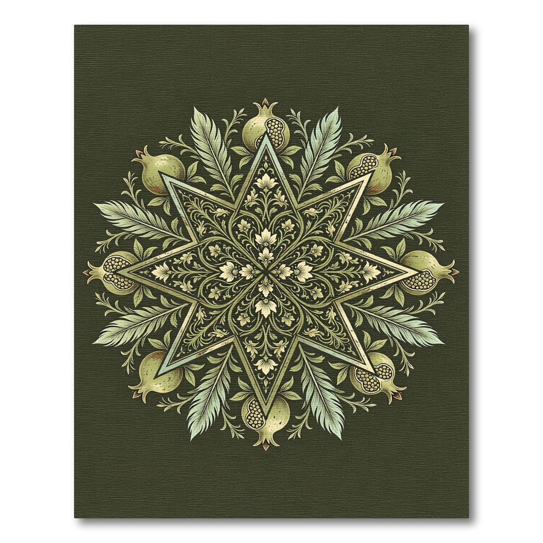 Sage Green Pomegranate Star Medallion Rug