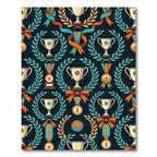 Trophy Laurel Wreath Navy Medallion Rug