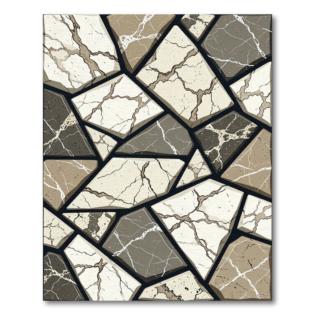 Earthy Stone Mosaic Geometric Rug