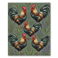 Rustic Sage Green Rooster Farmhouse Garden Rug