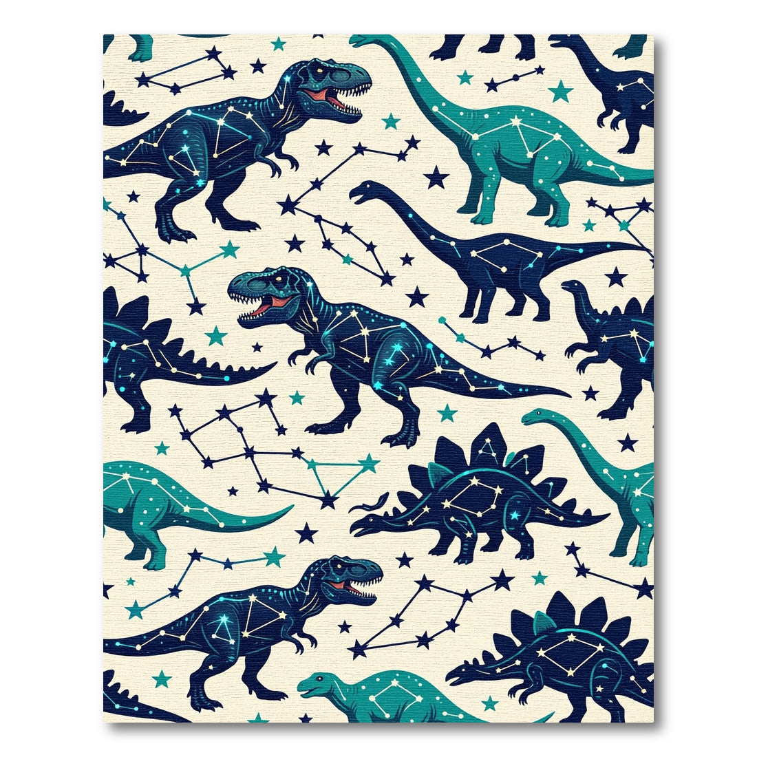 Celestial Constellation Dinosaur Sky Blue Rug
