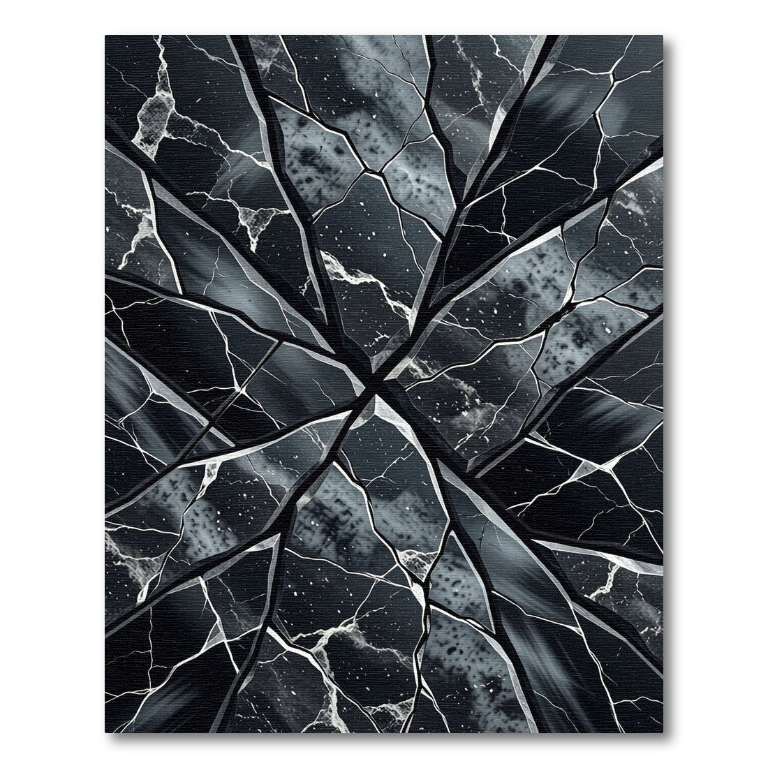 Abstract Black White Geo Marble Rug