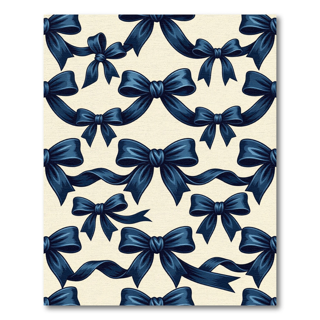 Elegant Navy Blue Bow Ribbon Accent Rug