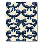 Elegant Navy Blue Bow Ribbon Accent Rug