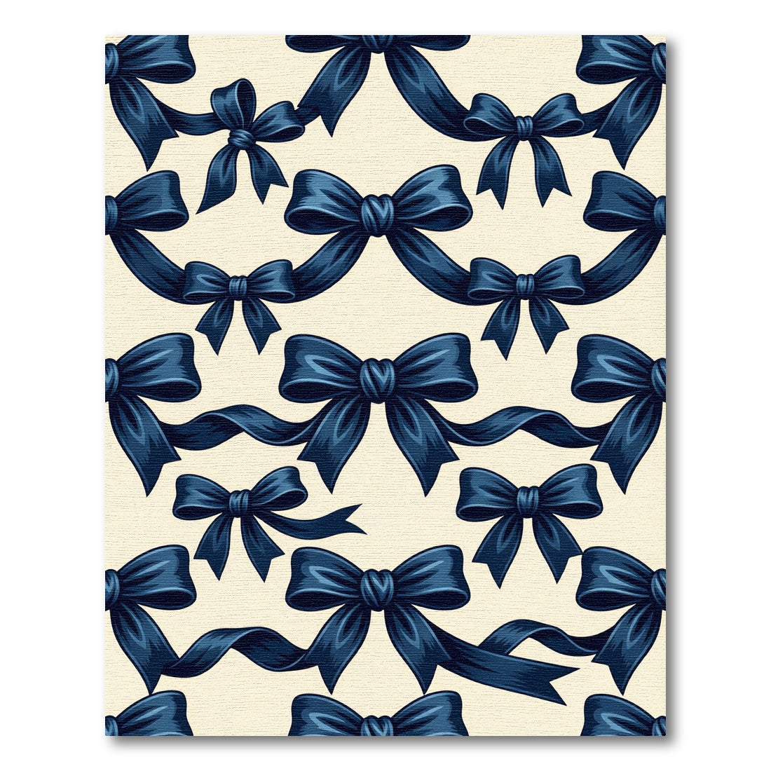 Elegant Navy Blue Bow Ribbon Accent Rug