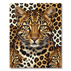 Majestic Leopard Portrait Golden Spotted Fur Rug
