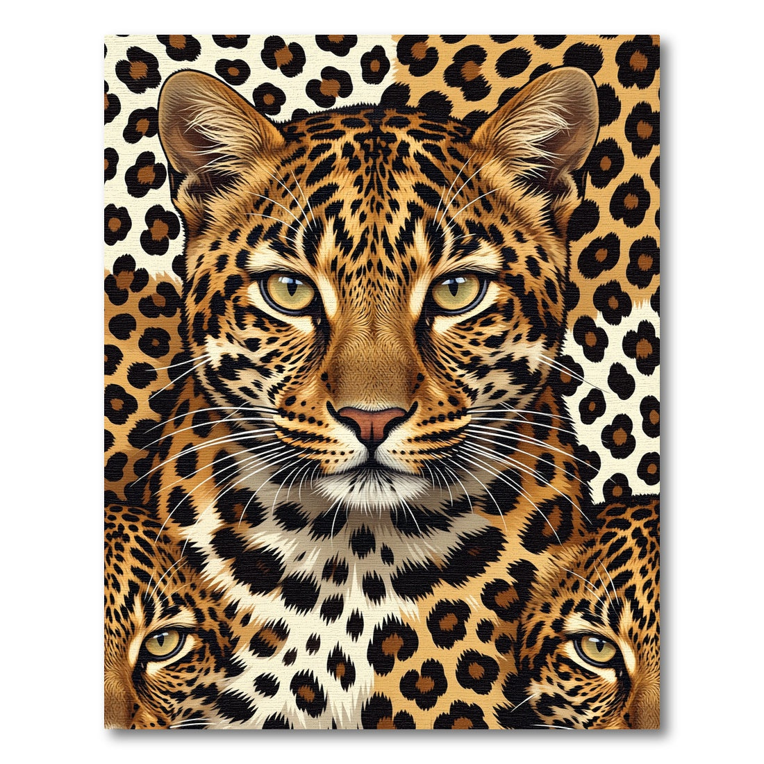 Majestic Leopard Portrait Golden Spotted Fur Rug