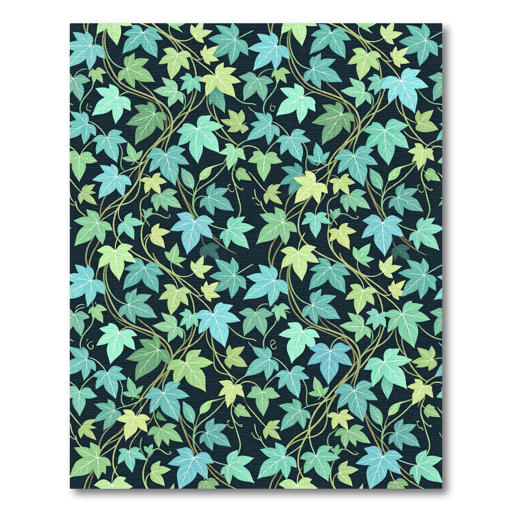 Lush Green Botanical Ivy Leaf Trail Rug