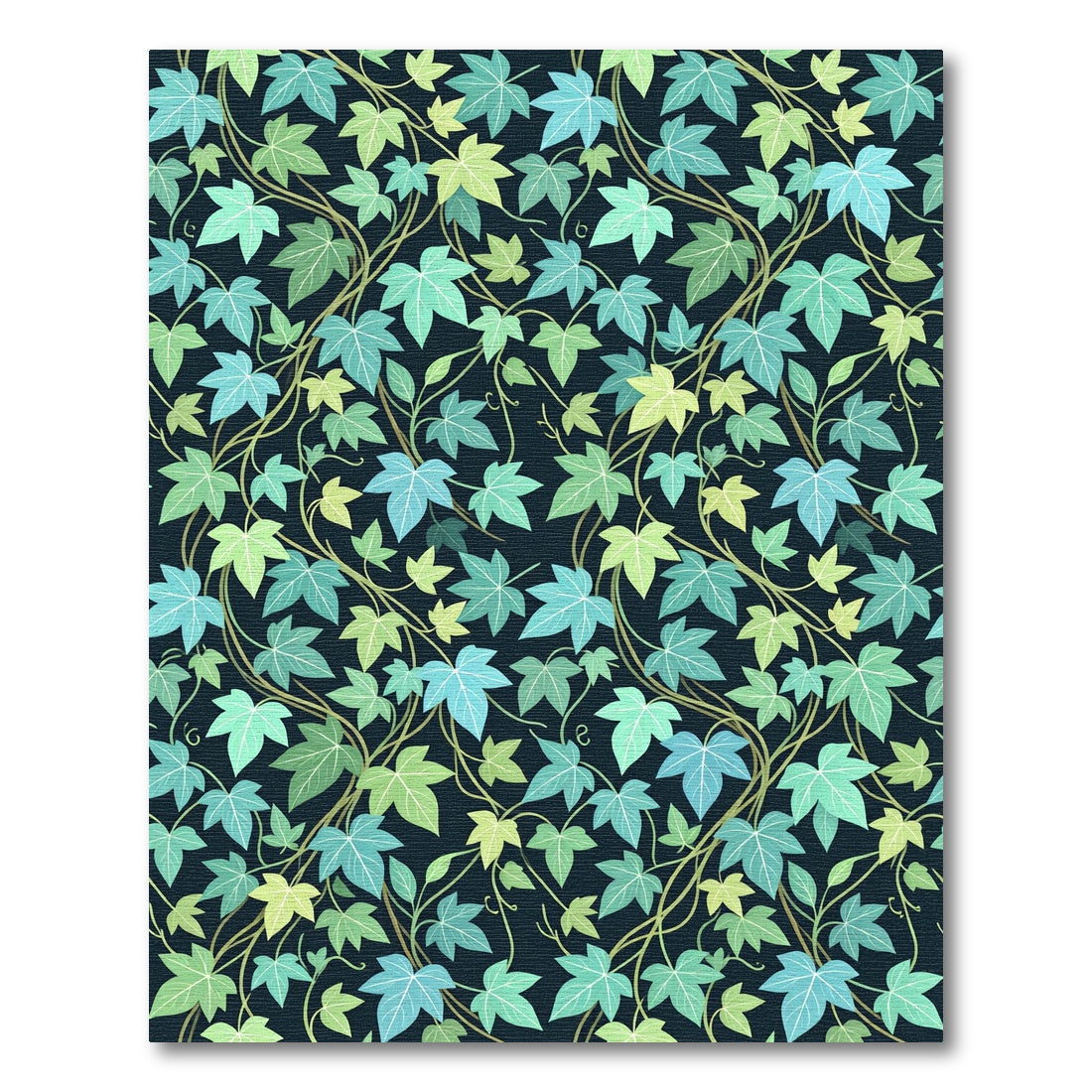 Lush Green Botanical Ivy Leaf Trail Rug