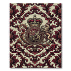 Regal Crimson Lion Damask Medallion Rug