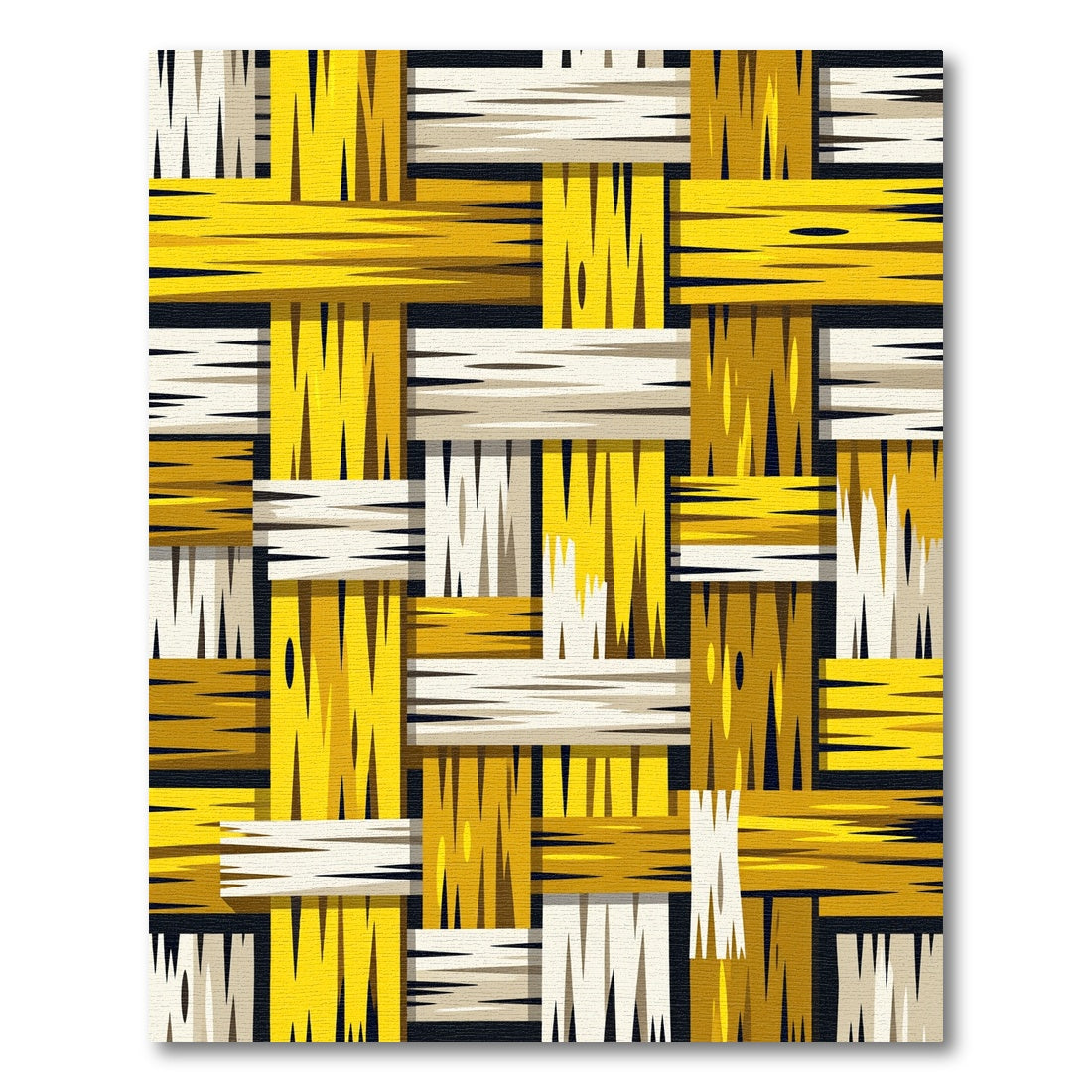 Woven Golden Yellow and Cream Plaid Rug