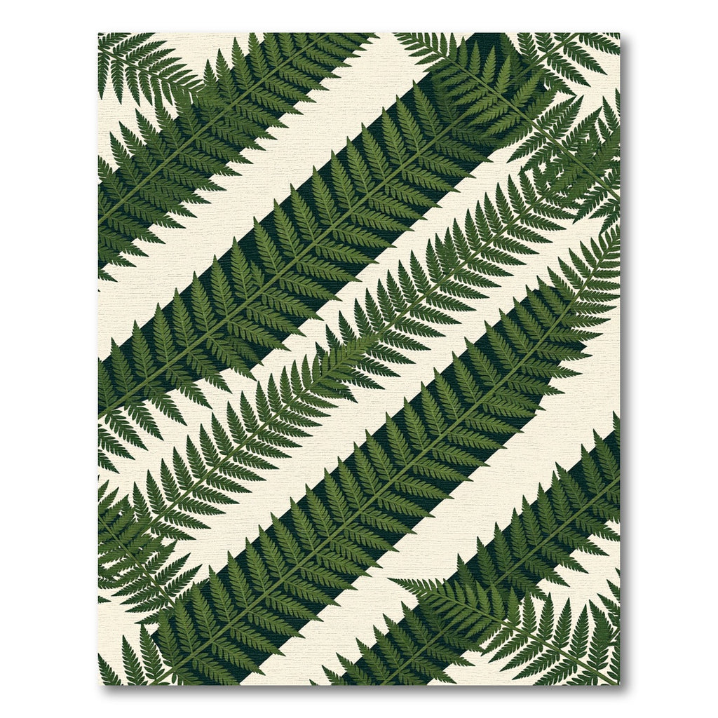 Green Fern Diagonal Stripe Rug