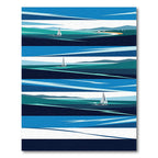 Abstract Blue Nautical Sailing Landscape Rug
