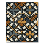 Gothic Clover Trefoil Amber Charcoal Geometric Rug