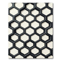 Modern Monochrome Interlocking Geometric Hexagon Rug
