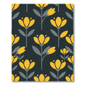 Mid-Century Golden Floral Charcoal Rug