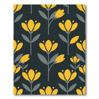 Mid-Century Golden Floral Charcoal Rug