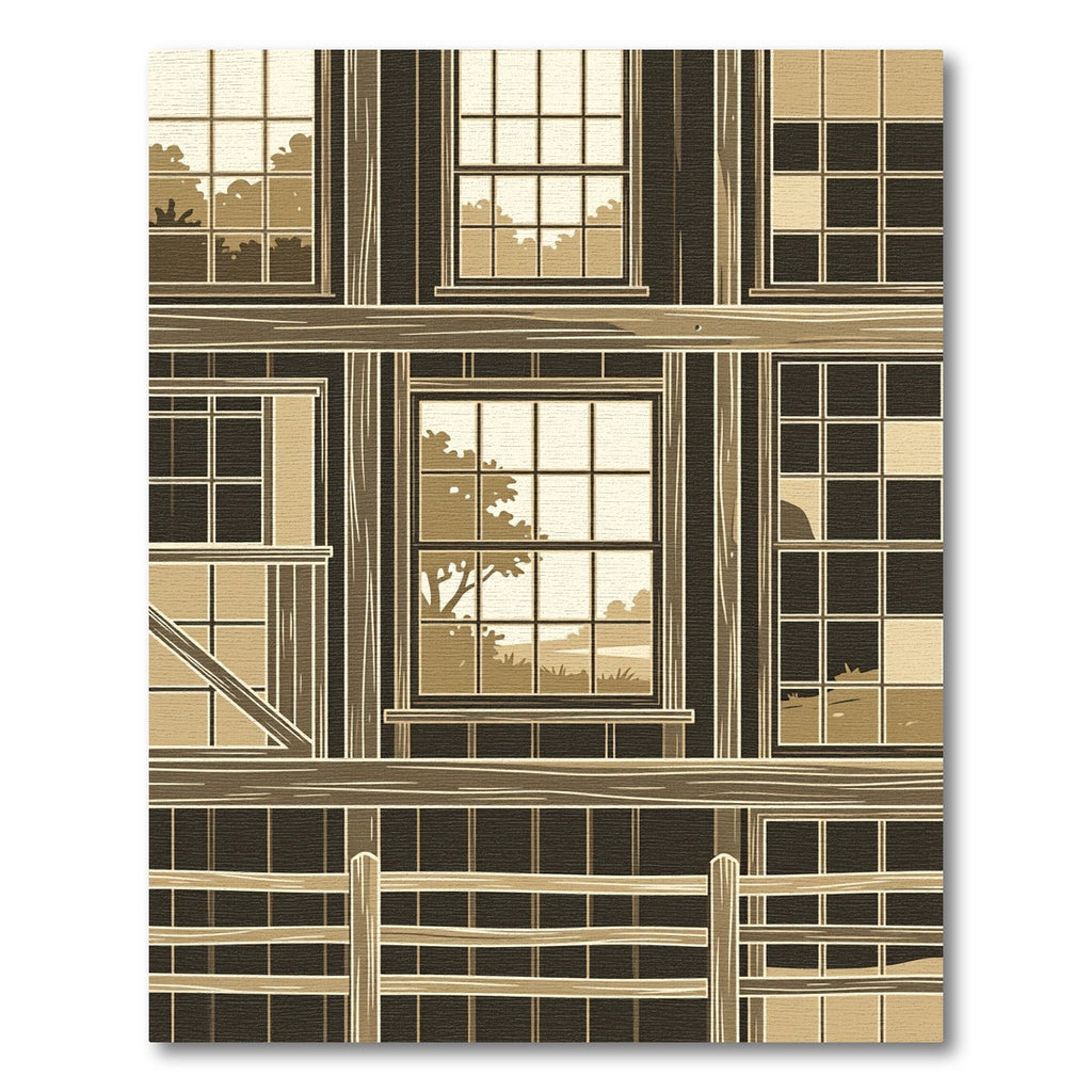 Sepia Toned Architectural Window Vista Rug