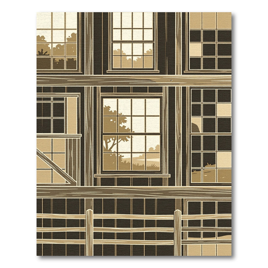 Sepia Toned Architectural Window Vista Rug