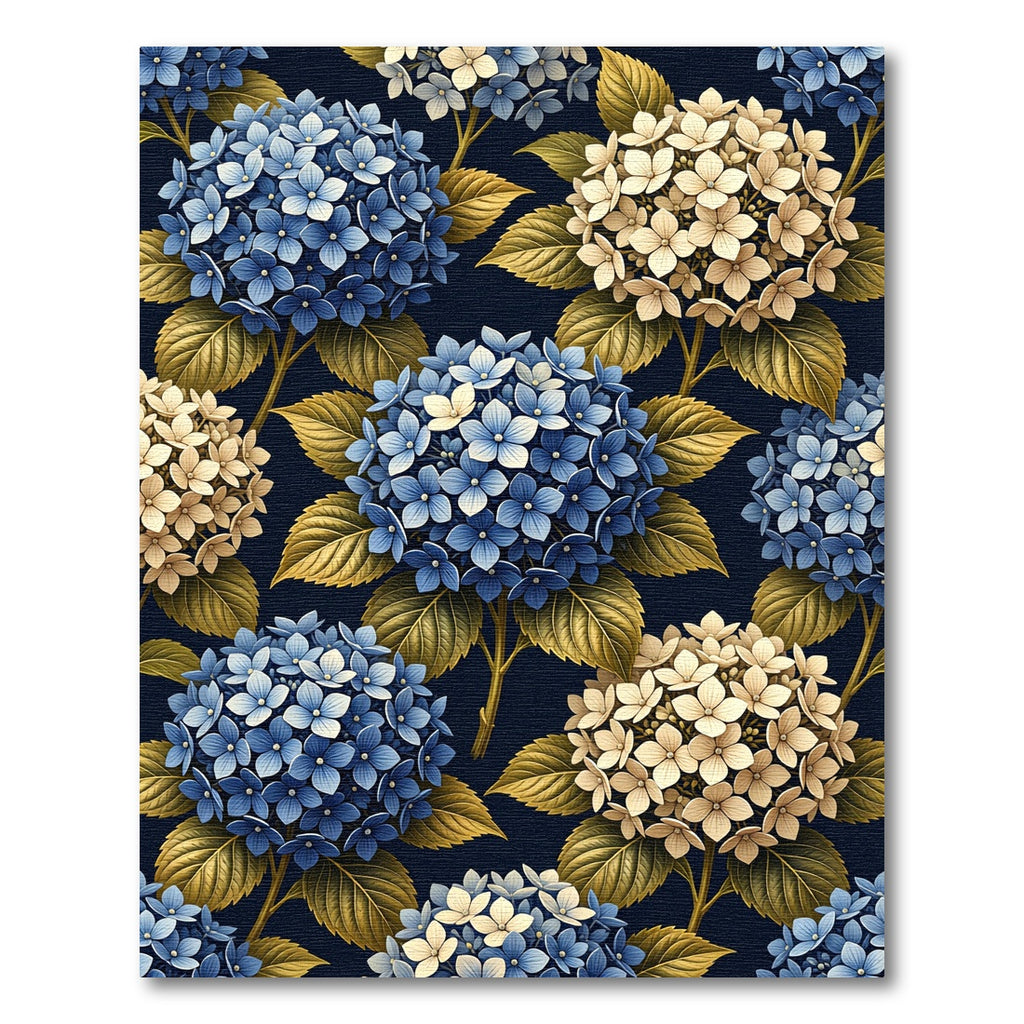 Golden Hydrangea Blossom on Navy Blue Rug
