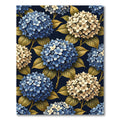 Golden Hydrangea Blossom on Navy Blue Rug