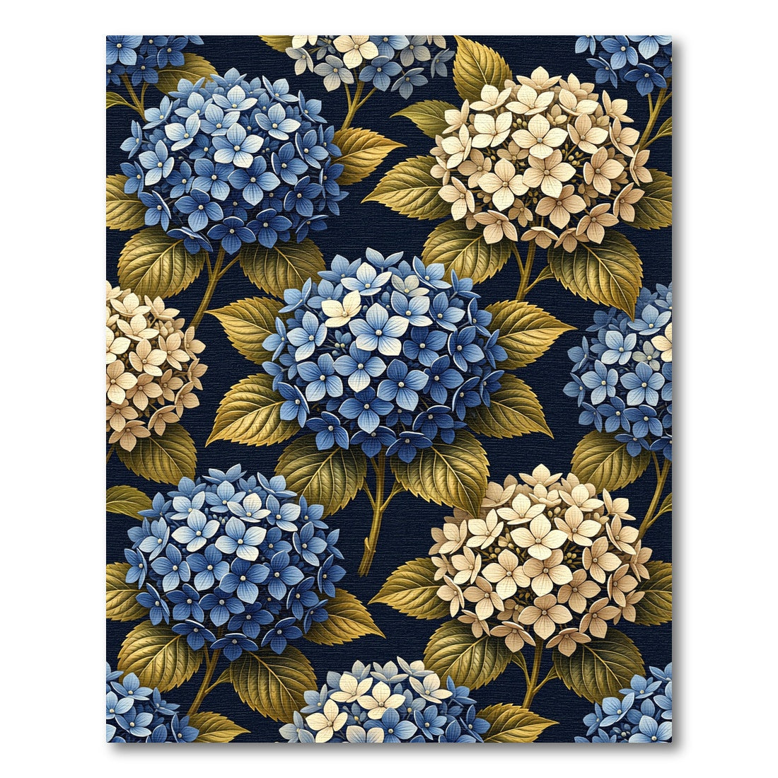 Golden Hydrangea Blossom on Navy Blue Rug