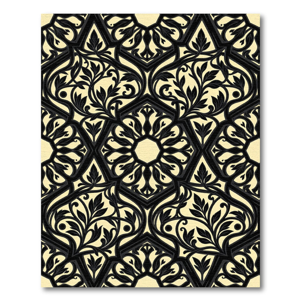 Black Golden Leaf Arabesque Rug