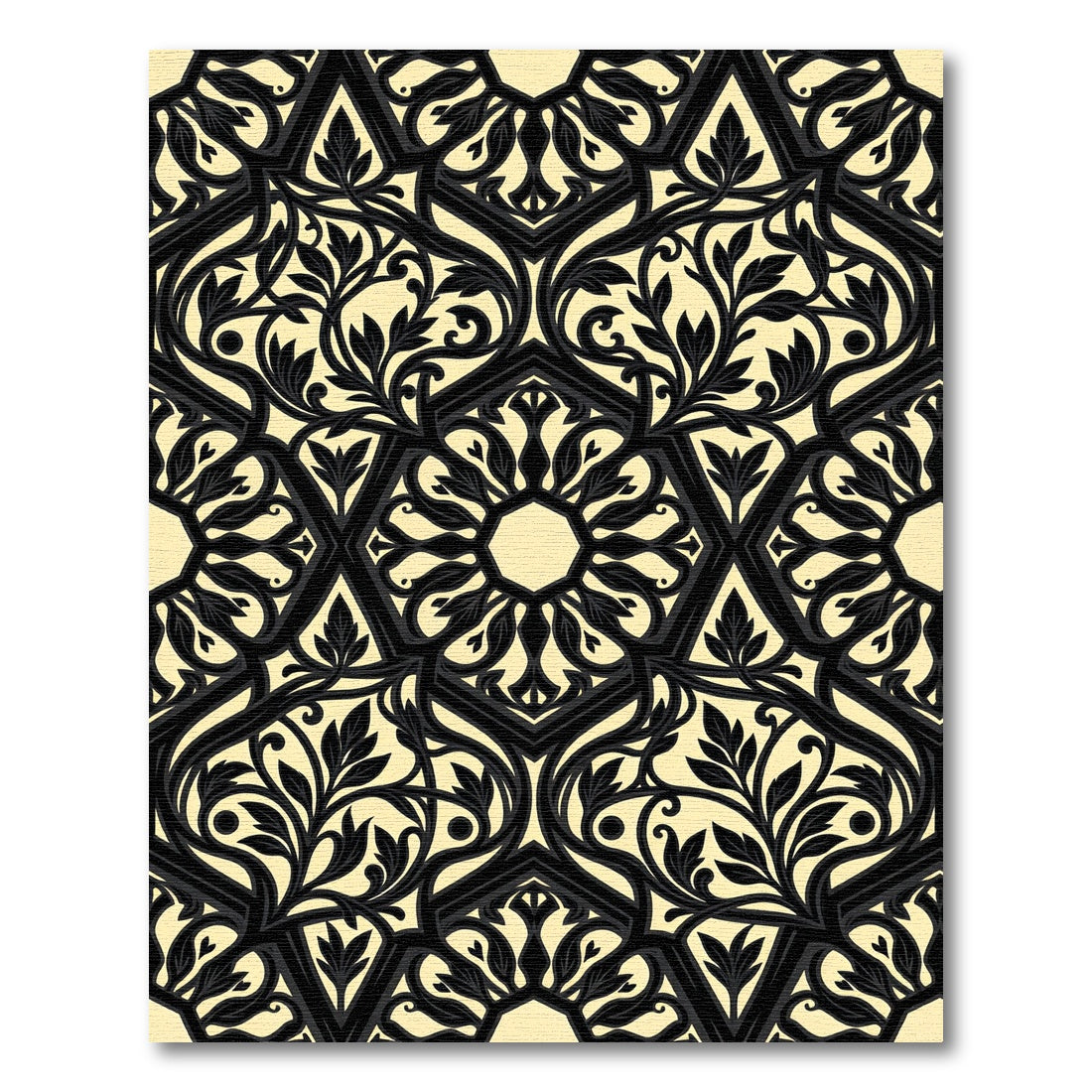 Black Golden Leaf Arabesque Rug