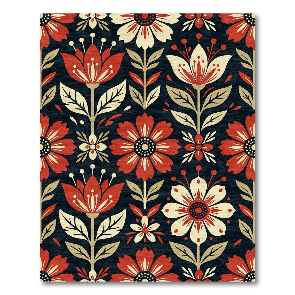 Mid Century Floral Botanical Tapestry Rug