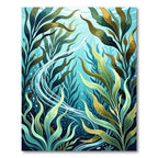 Serene Blue Underwater Kelp Forest Rug
