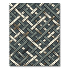 Interlocked Charcoal and Cream Woven Geometric Rug