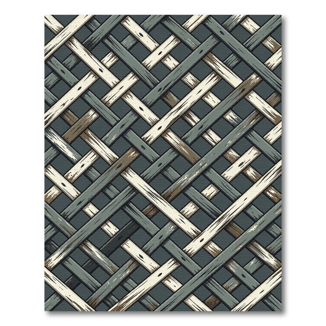 Interlocked Charcoal and Cream Woven Geometric Rug