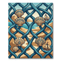 Seashell Coastal Blue Intertwined Wave Art Rug