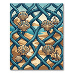 Seashell Coastal Blue Intertwined Wave Art Rug