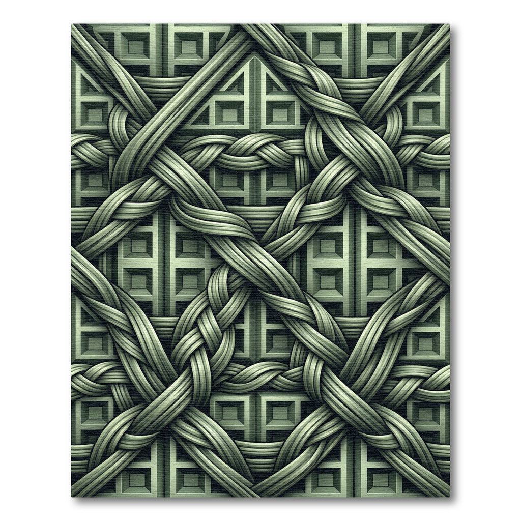 Sage Green Woven Geometric Interlocking Lattice Rug