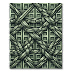 Sage Green Woven Geometric Interlocking Lattice Rug