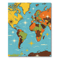 Retro Atomic Era Celestial World Map Rug