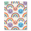 Cheerful Pastel Rainbow and Smiley Face Rug